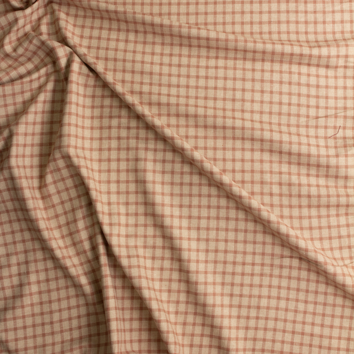 Peach and Tan Plaid NYC Designer Soft Cotton Flannel #29132 Fabric By The Yard - Wide shot