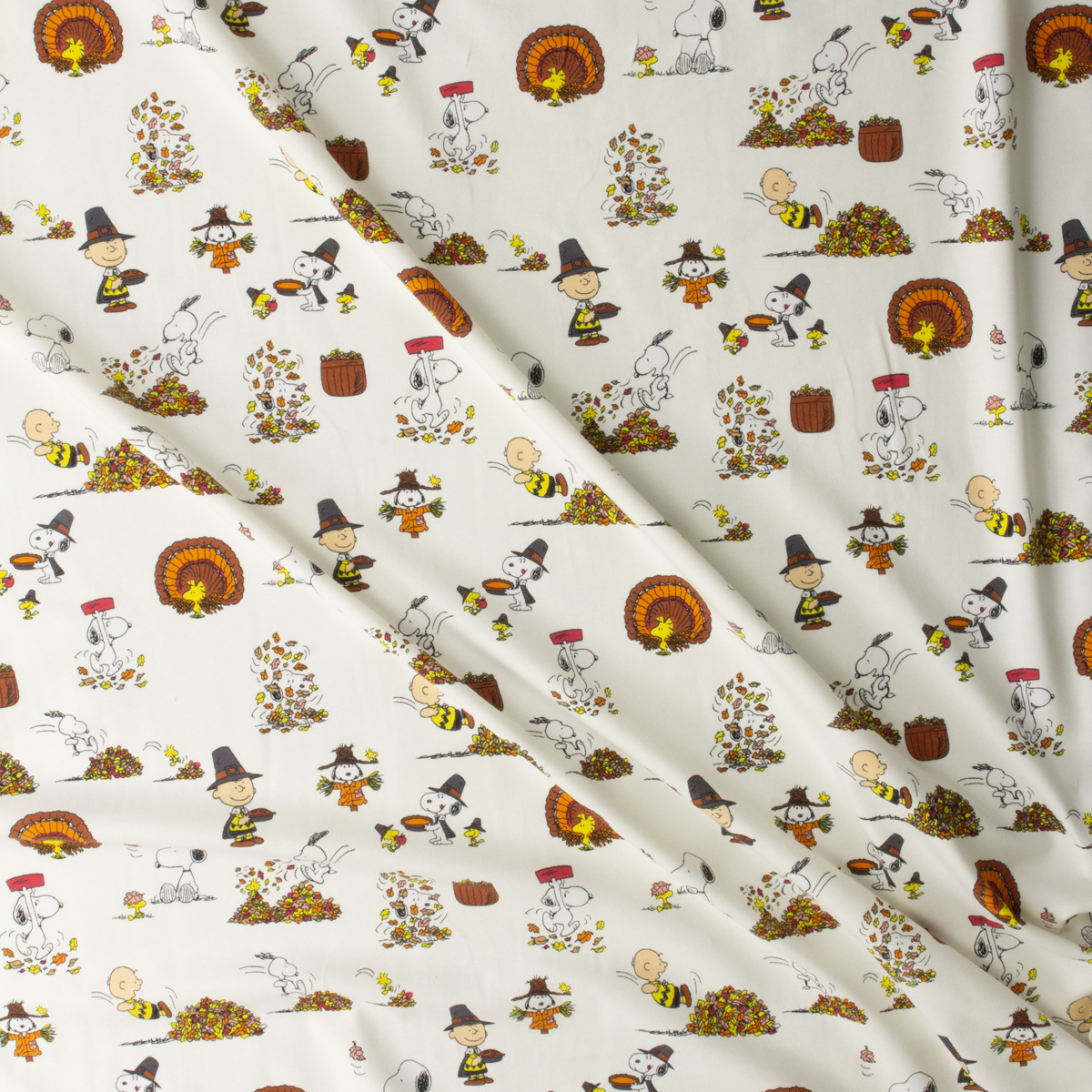 Peanuts Thanksgiving Print Stretch Organic Cotton Jersey #29158 Fabric By The Yard - Wide shot