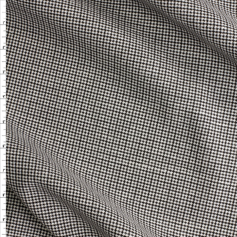 Black and White Classic Houndstooth Italian Rayon/Linen #29183 Fabric By The Yard