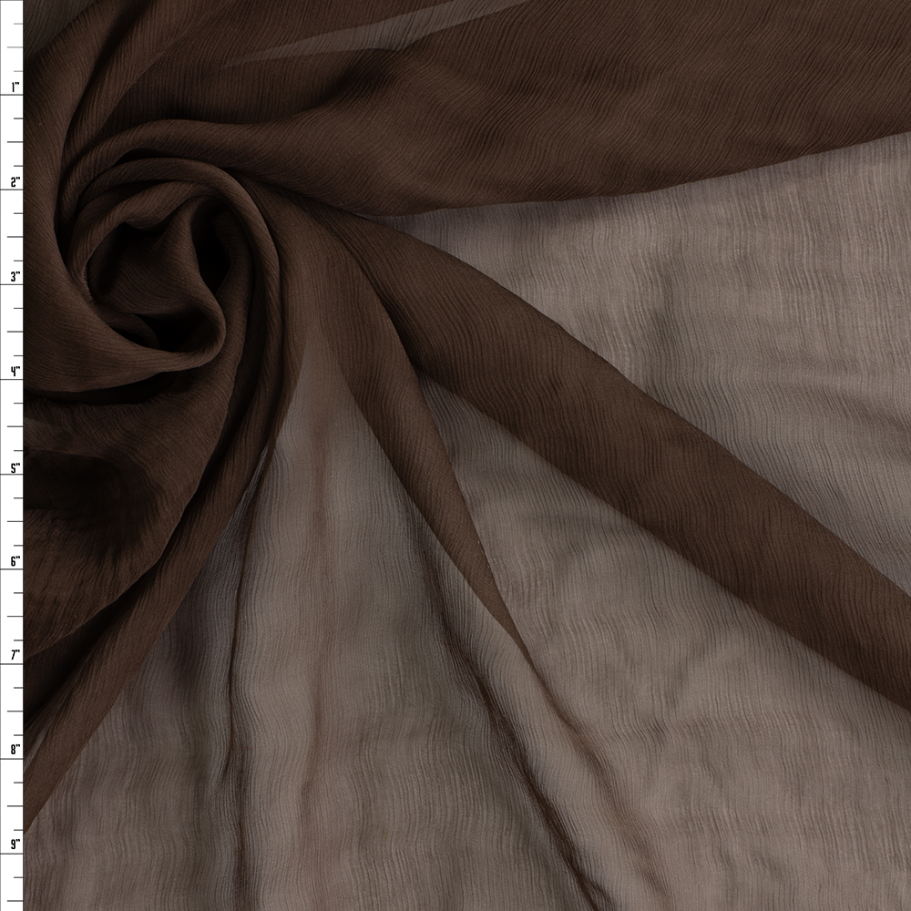Chocolate Crinkle Silk Chiffon #29208 Fabric By The Yard
