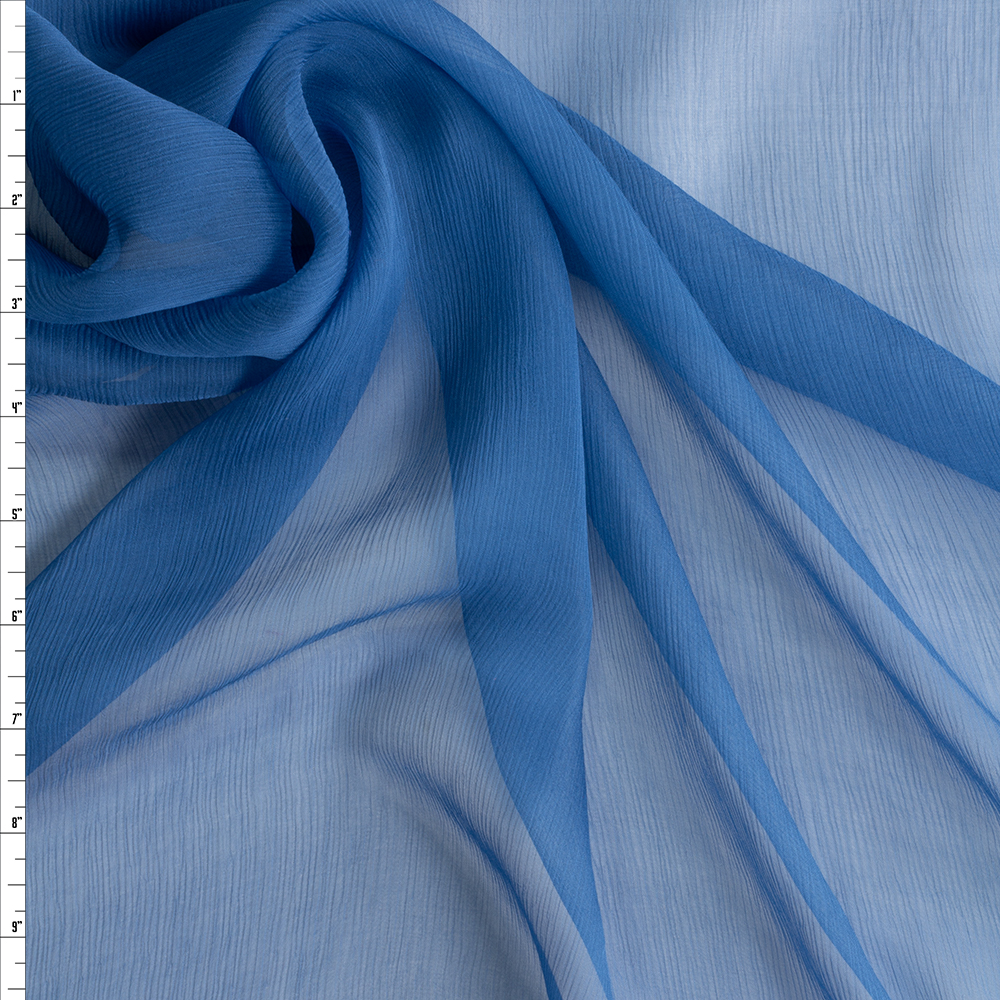Teal Crinkle Silk Chiffon #29210 Fabric By The Yard