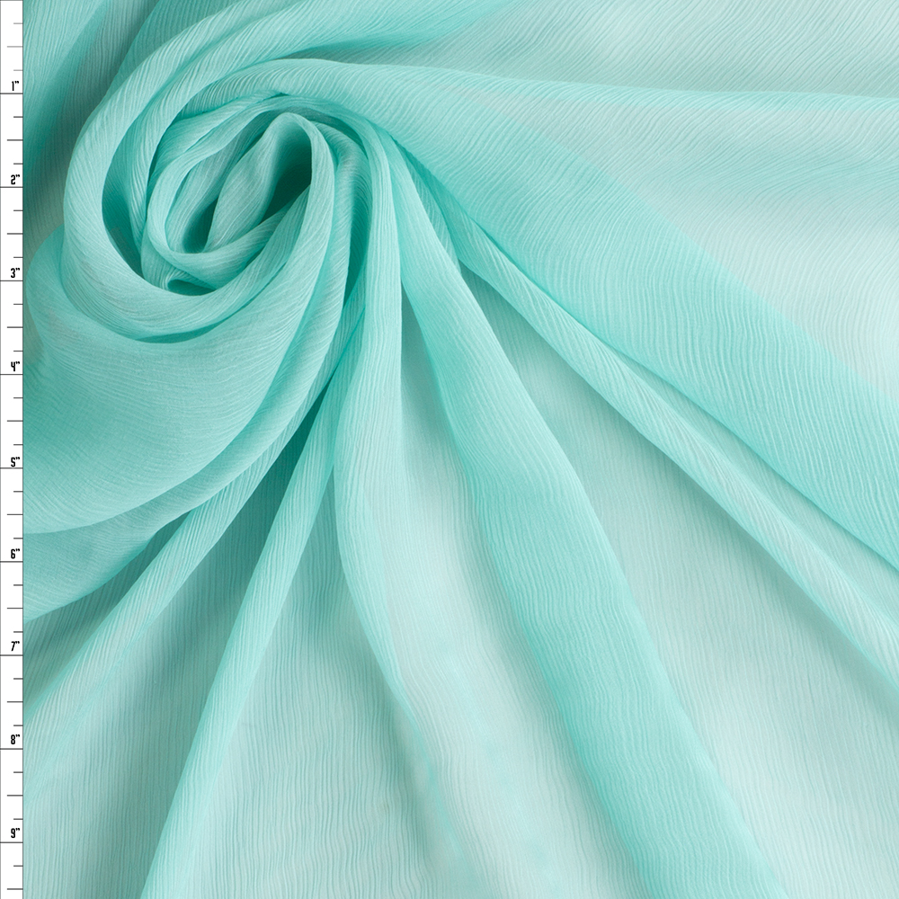 Aqua Crinkle Silk Chiffon #29211 Fabric By The Yard