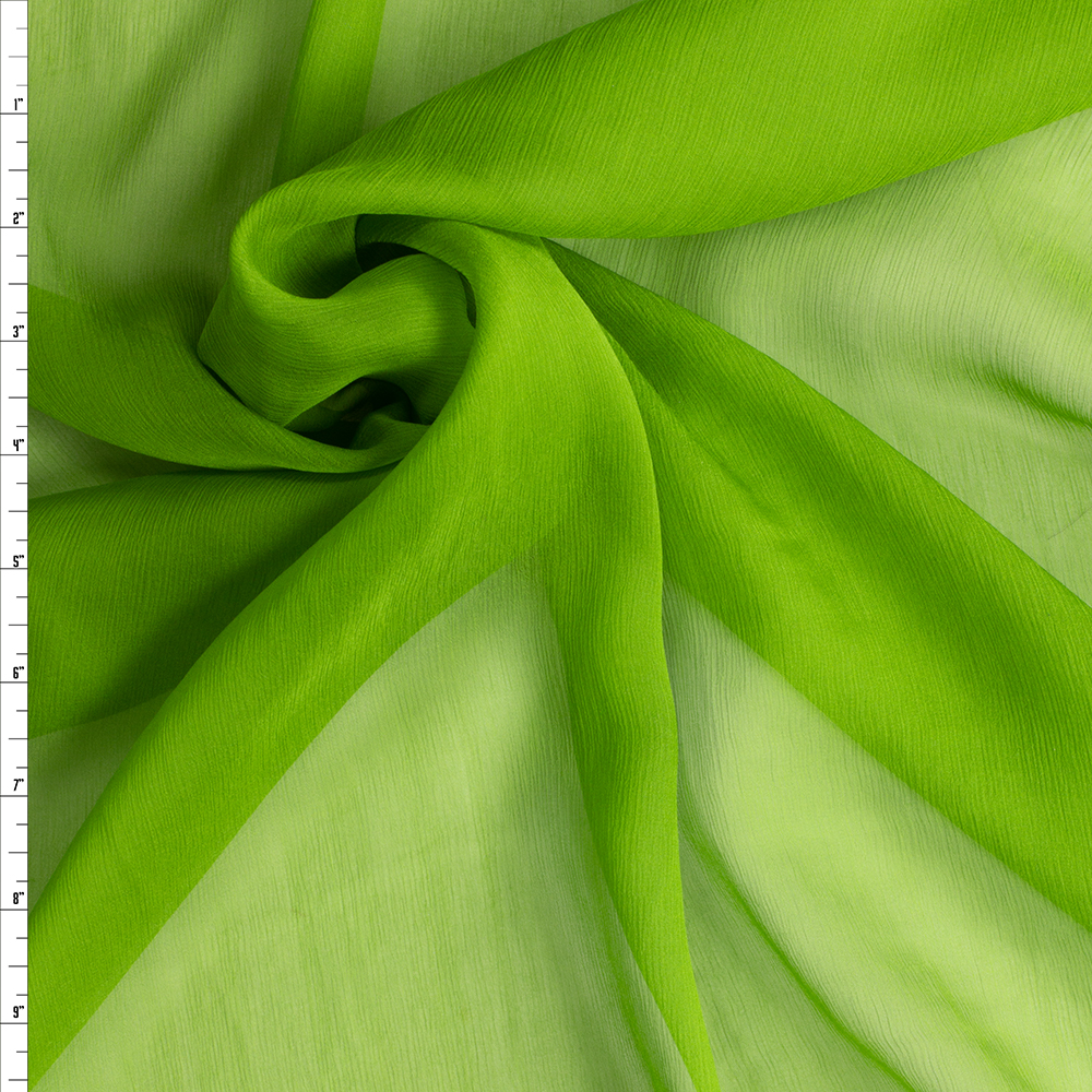Lime Crinkle Silk Chiffon #29212 Fabric By The Yard