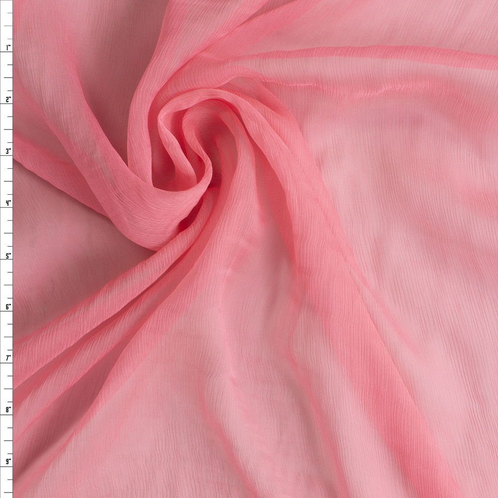 Pink Crinkle Silk Chiffon #29214 Fabric By The Yard