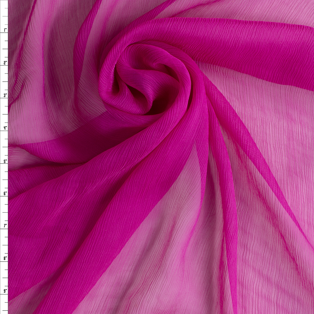 Fuchsia Crinkle Silk Chiffon #29217 Fabric By The Yard