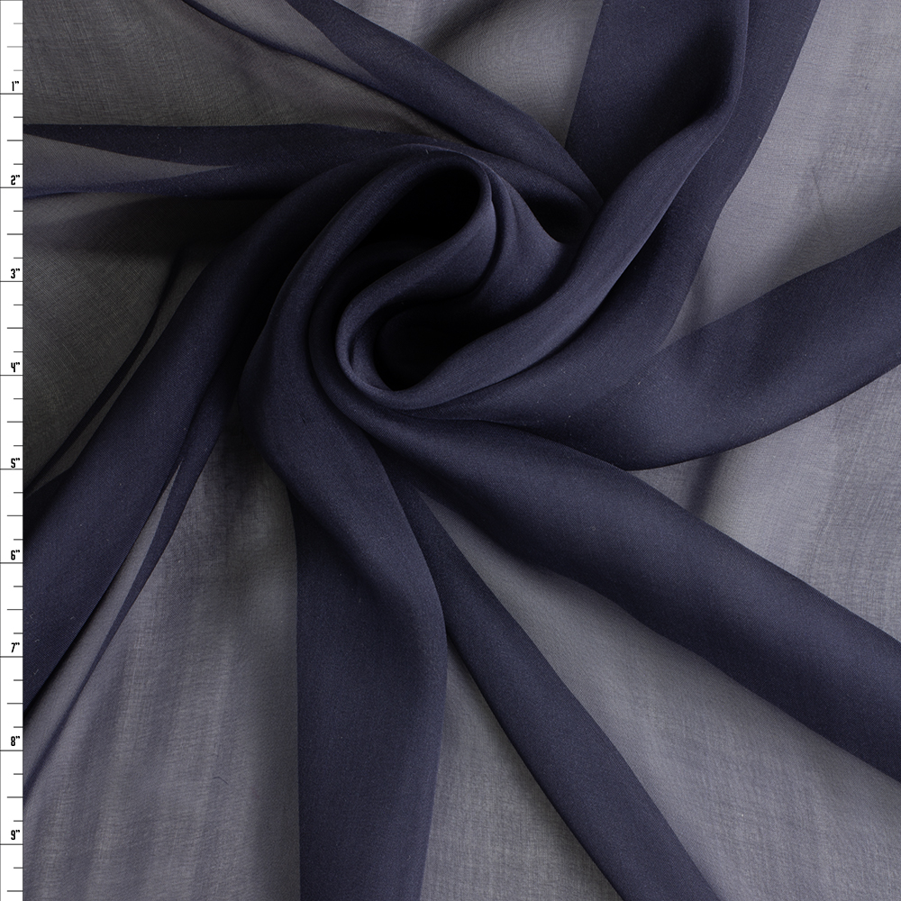 Dark navy Silk Two-tone Chiffon #29222 Fabric By The Yard
