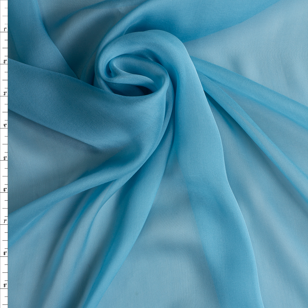 Turquoise Silk Two-tone Chiffon #29225 Fabric By The Yard