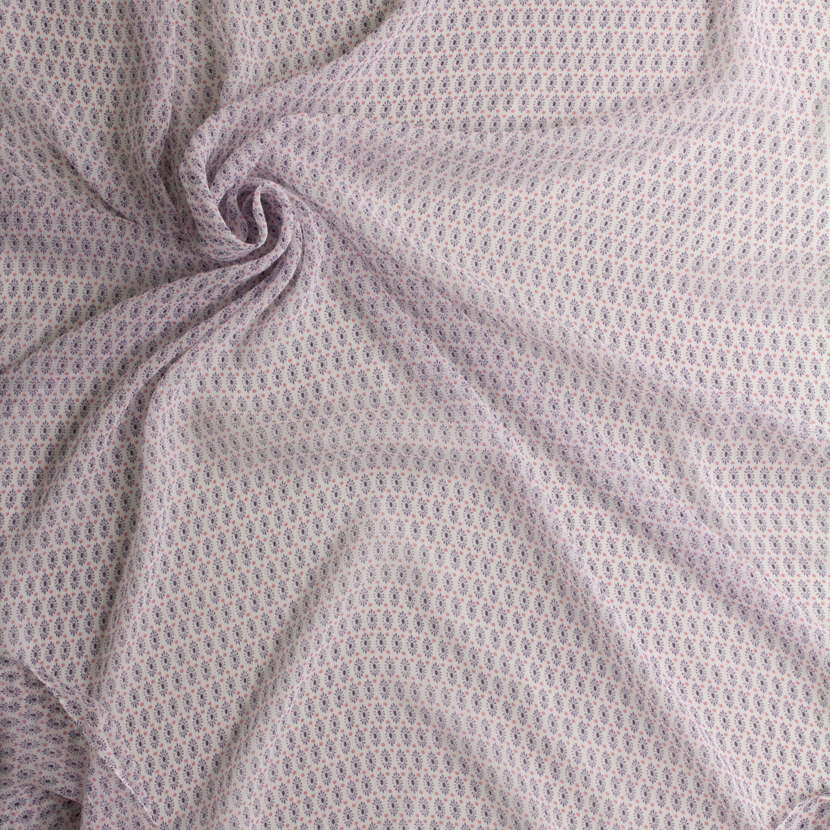 Plum and pink mini dot floral Silk Chiffon #29232 Fabric By The Yard - Wide shot