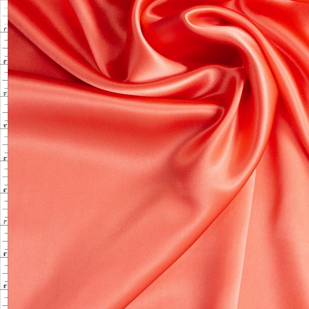 Bright Salmon 60” Silk Charmeuse #29241 Fabric By The Yard