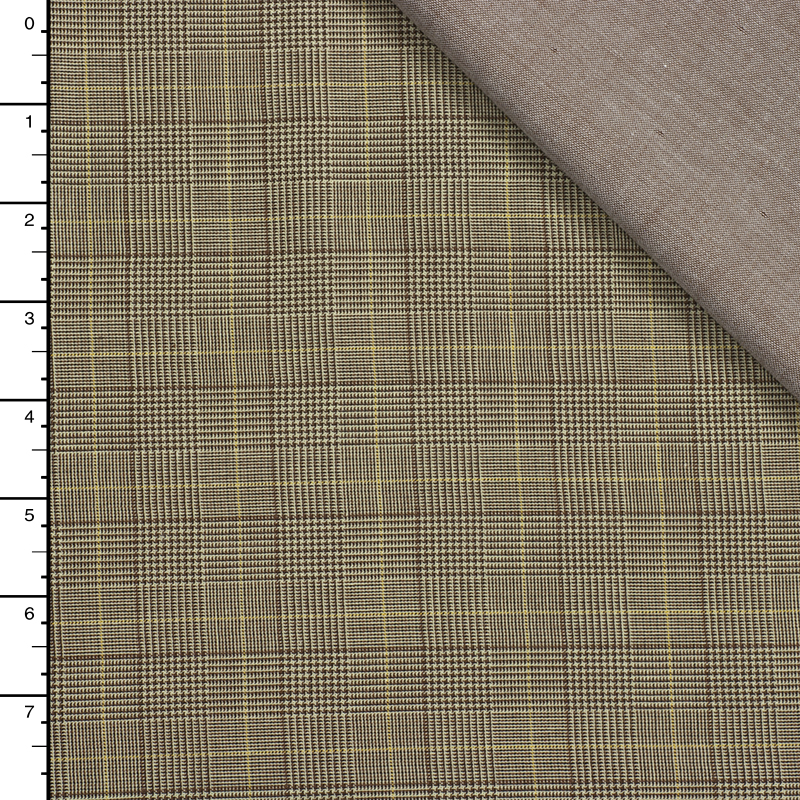 Tan and Brown Houndstooth Plaid and Chambray Double Cloth by Robert Kaufman