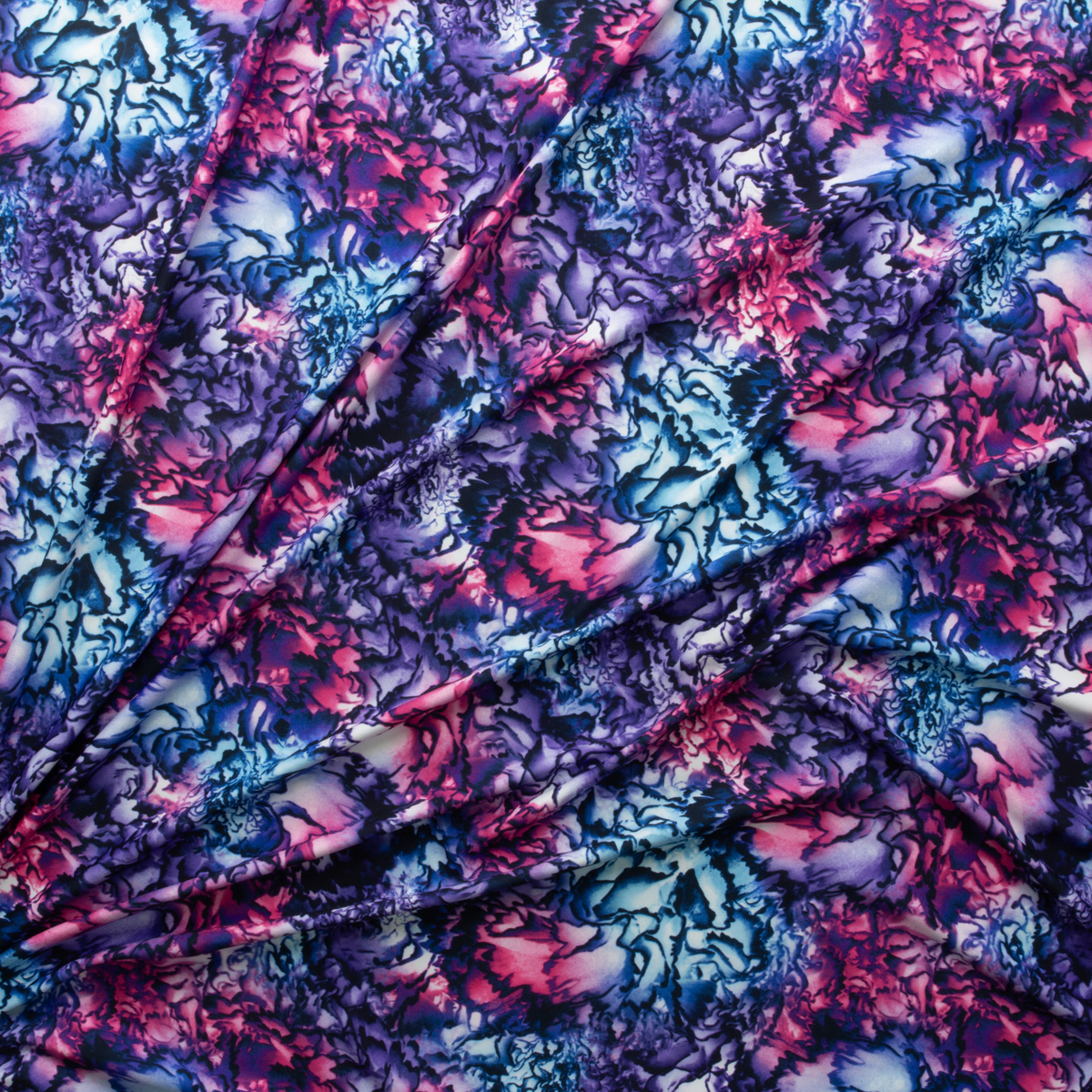 Vibrant Pink, Purple, and Blue Abstract Stretch Athletic Knit from Rainbeau #29502 Fabric By The Yard - Wide shot
