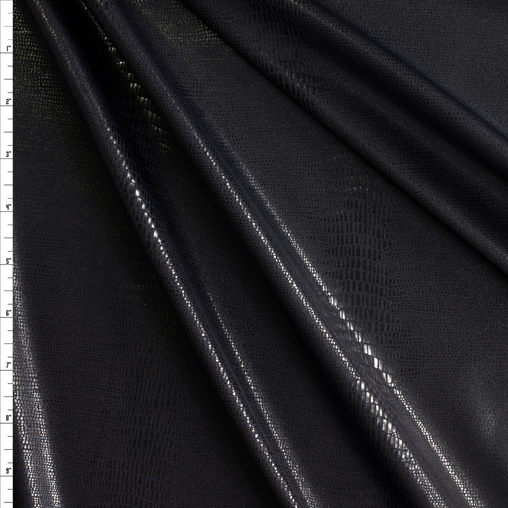 Gloss Black Reptile on Black Stretch Athletic Knit #29505 Fabric By The Yard