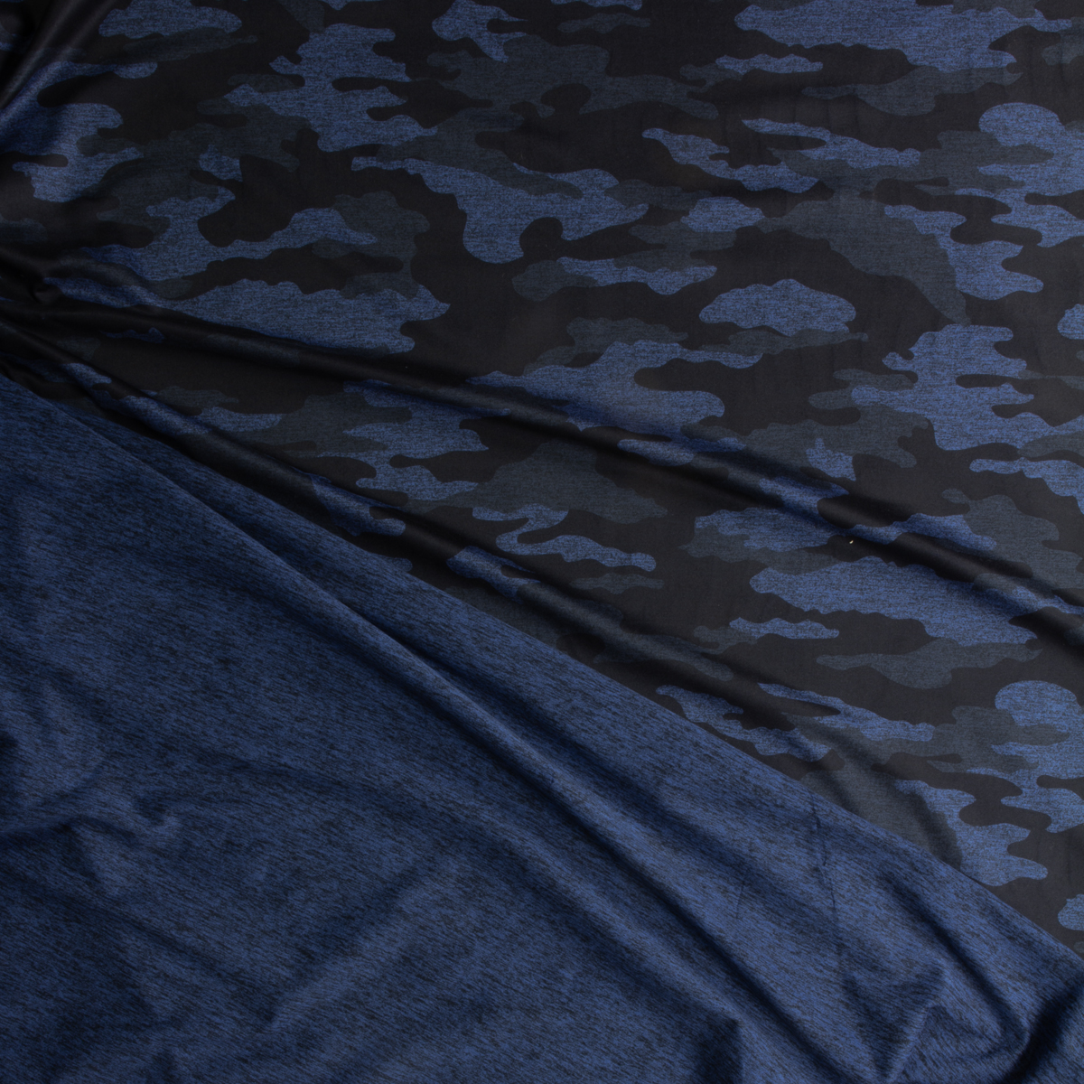 Navy Camouflage Heather Reversible Brushed Athletic Knit #29506 Fabric By The Yard - Wide shot