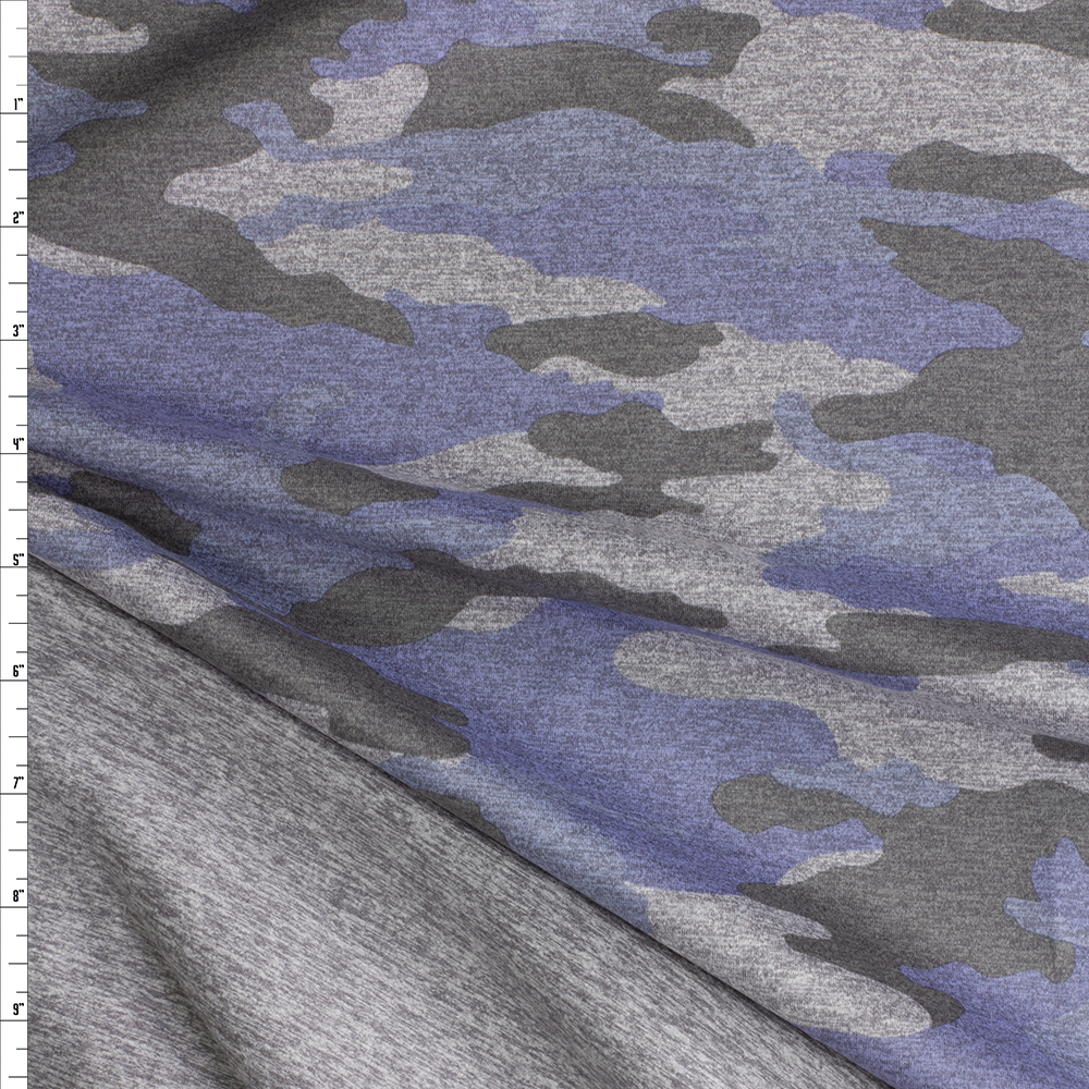 Grey Camouflage Heather Reversible Brushed Athletic Knit #29508 Fabric By The Yard