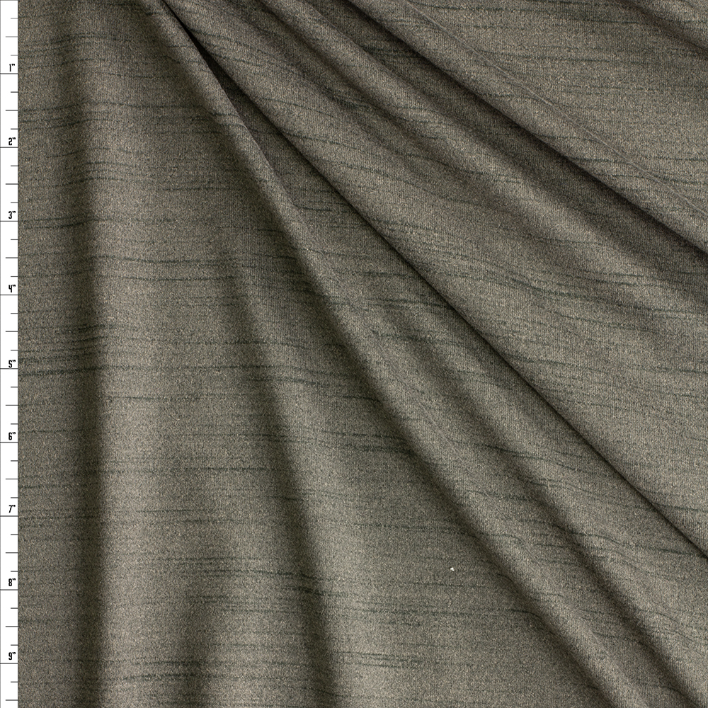 Olive and Grey Space Dye Moisture Wicking Stretch Athletic Knit from Rainbeau #29511 Fabric By The Yard