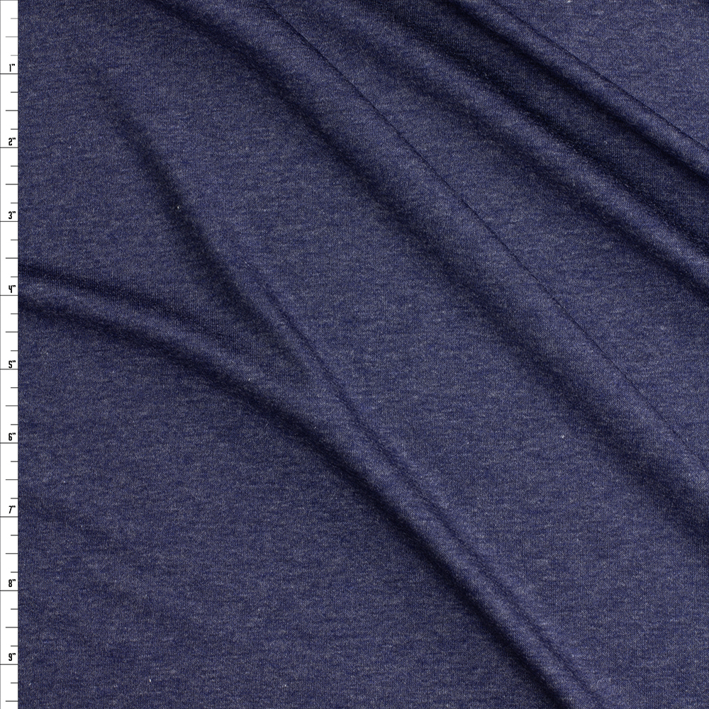 Navy Heather Italian Rayon/Spandex Jersey Knit #29535 Fabric By The Yard