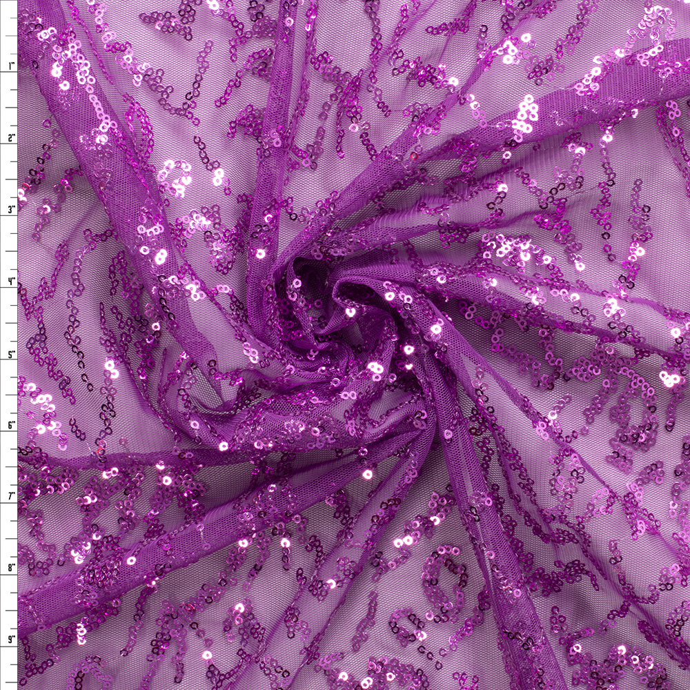 Purple Lightning Sequins one Purple Netting #29557 Fabric By The Yard
