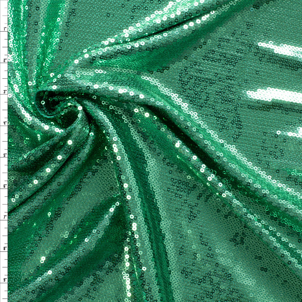 Seafoam Sequins on Seafoam Poly/Spandex Knit #29565 Fabric By The Yard