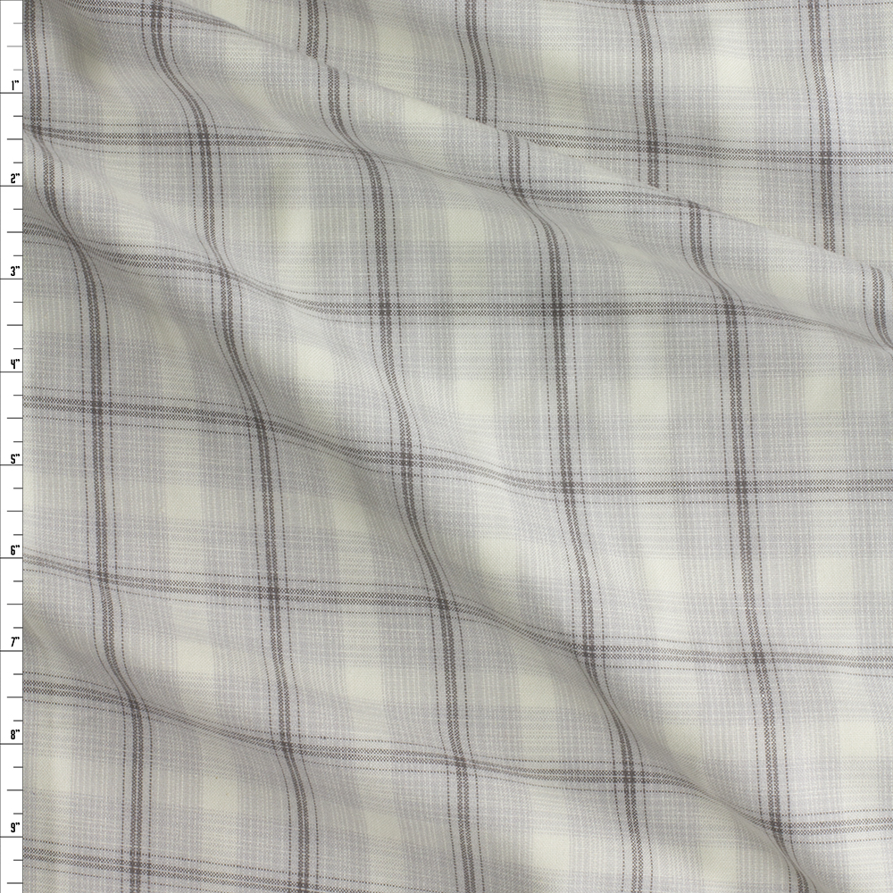 Silver And Ivory Yarn Dyed Cotton Plaid From Marcus Fabrics #29584 Fabric By The Yard