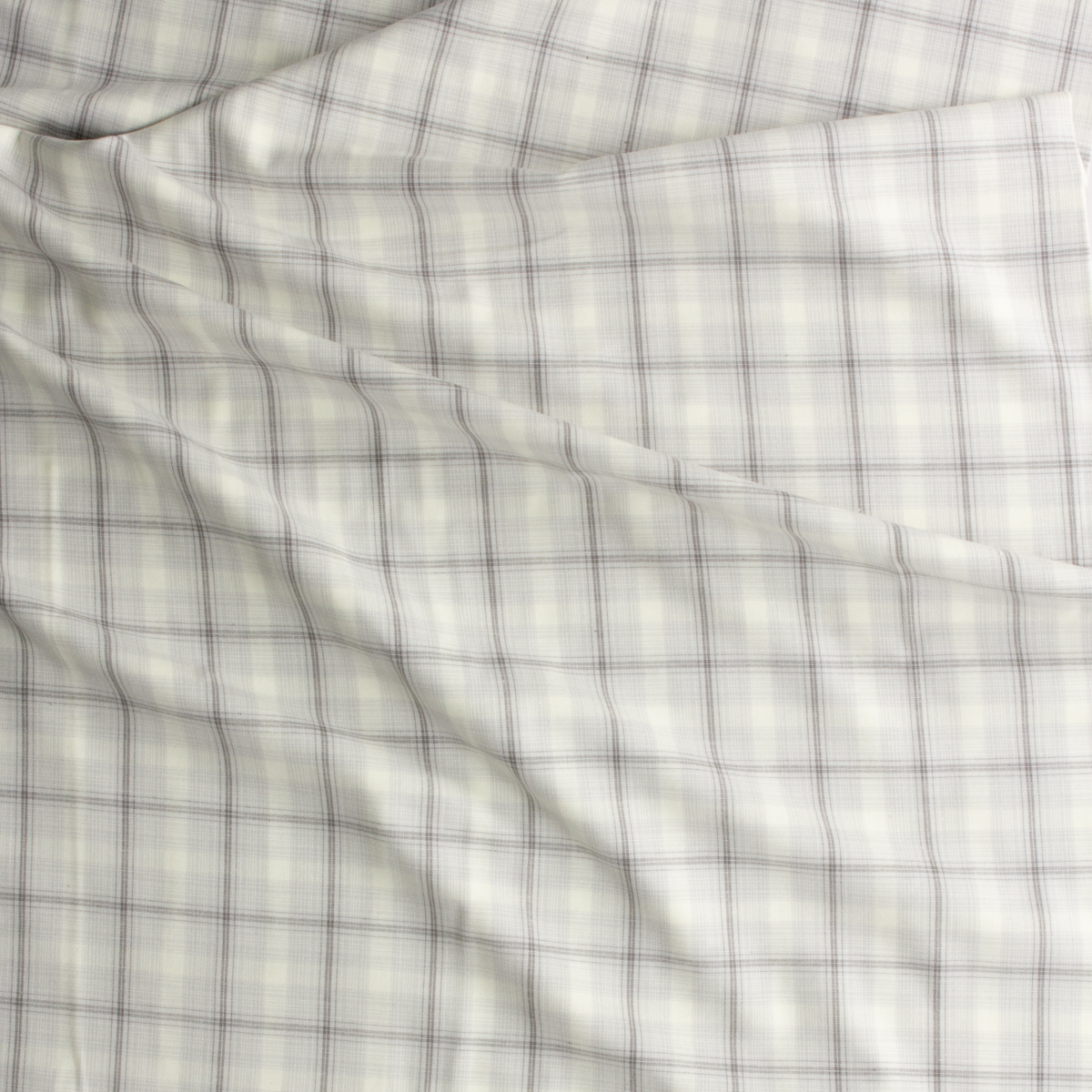 Silver And Ivory Yarn Dyed Cotton Plaid From Marcus Fabrics #29584 Fabric By The Yard - Wide shot