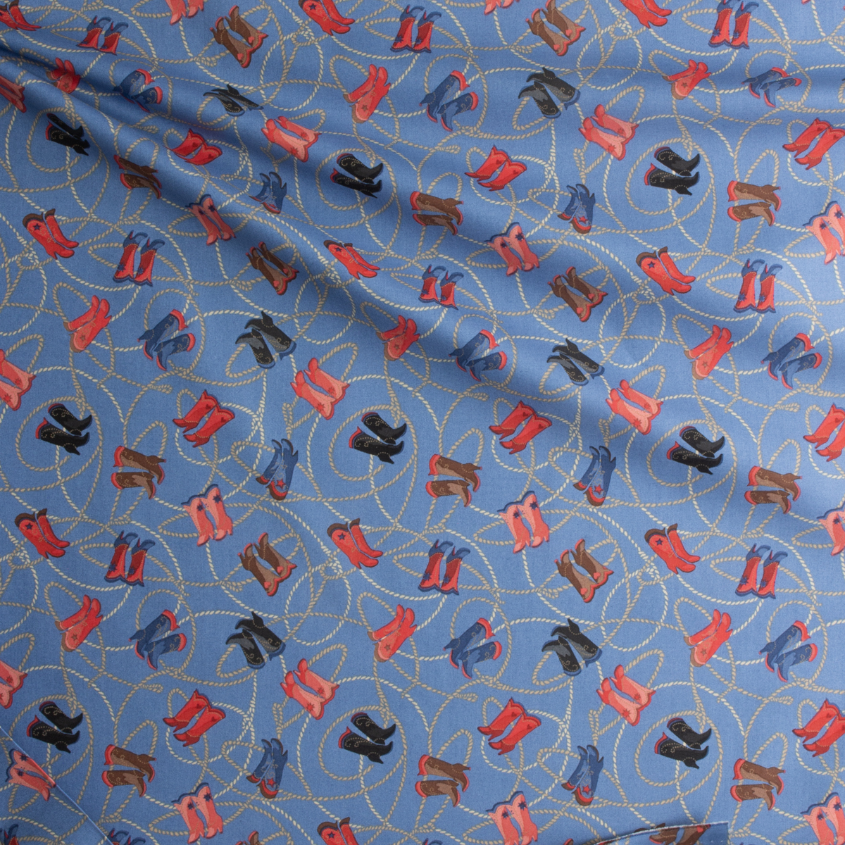 Quiltin Cowgirls Blue Cotton Novelty Print From Maywood Studios #29598 Fabric By The Yard - Wide shot