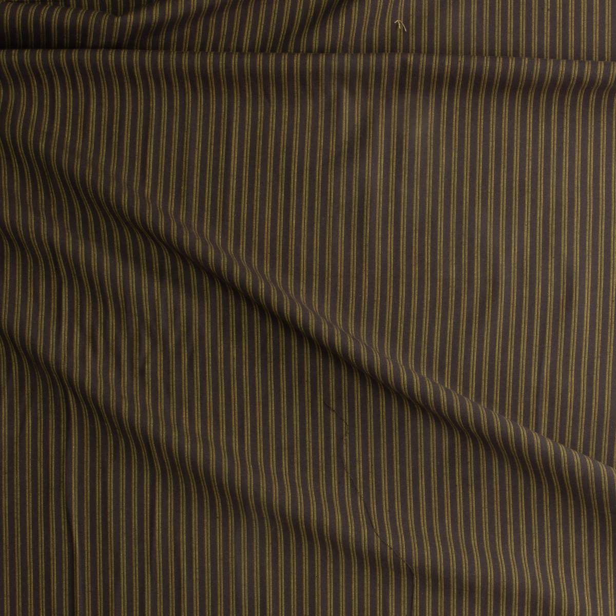 Yellow On Brown Vertical Stripe Yarn Dyed Cotton From Marcus Fabrics #29602 Fabric By The Yard - Wide shot
