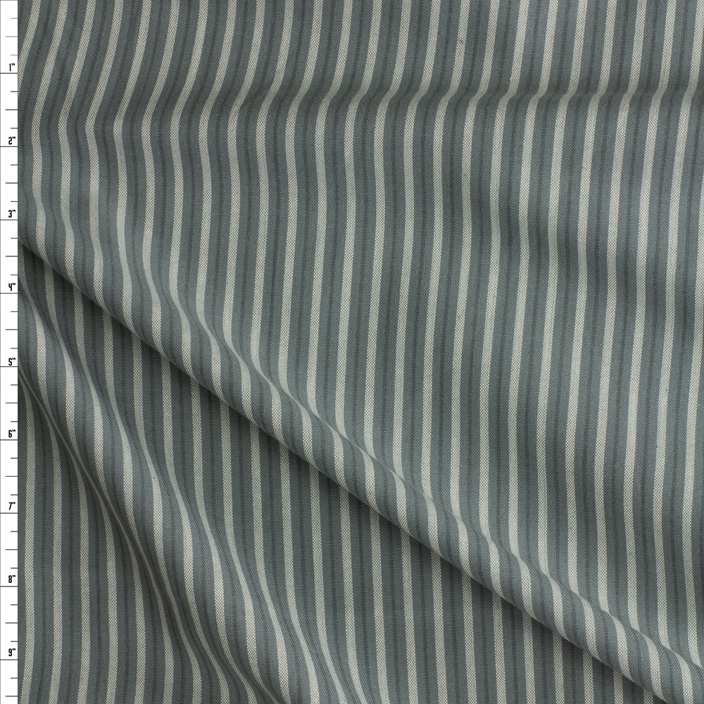 Ivory, Grey, And Charcoal Stripe Yarn Dyed Cotton From Marcus Fabrics #29605 Fabric By The Yard