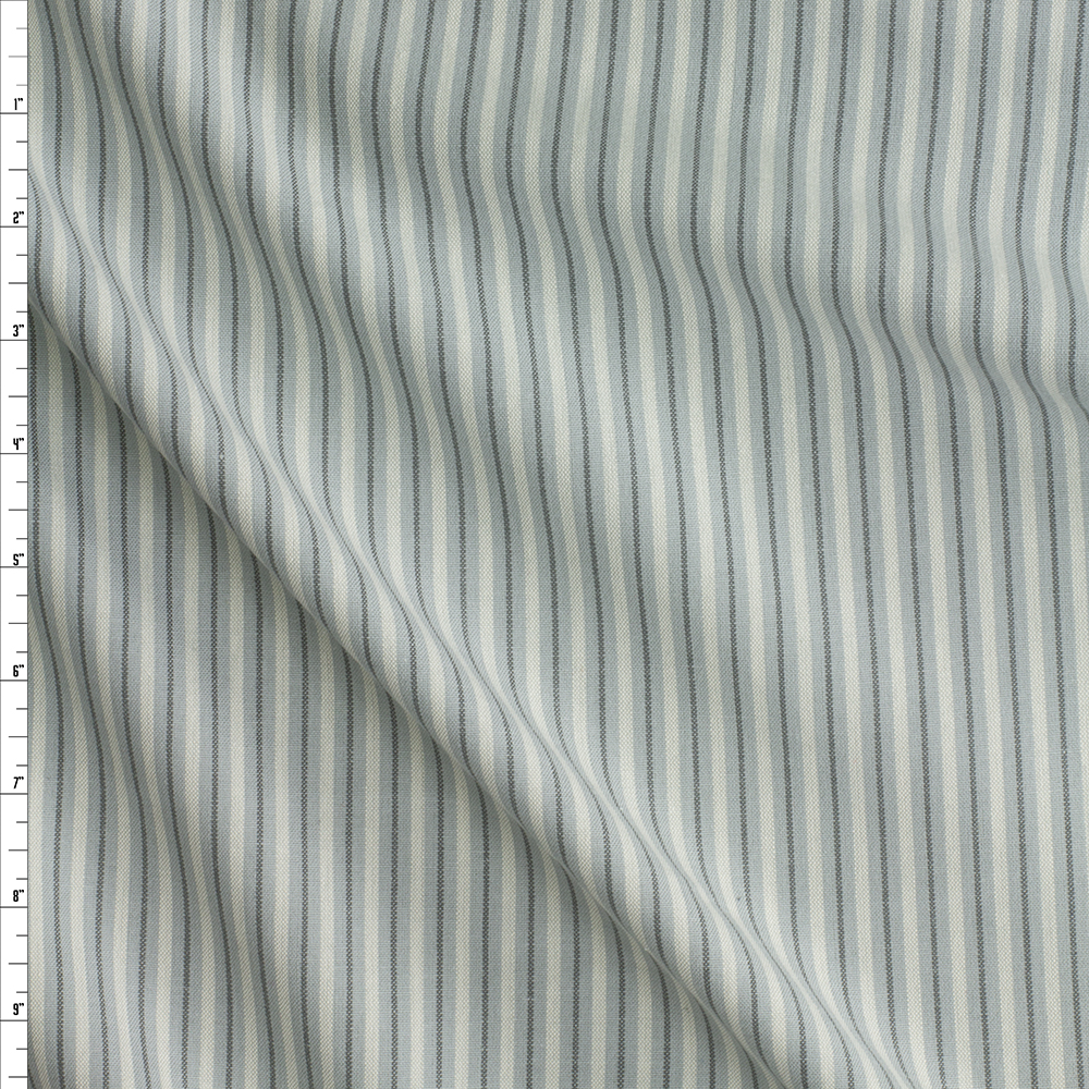 Ivory, Charcoal, And Silver Stripe Yarn Dyed Cotton From Marcus Fabrics #29607 Fabric By The Yard