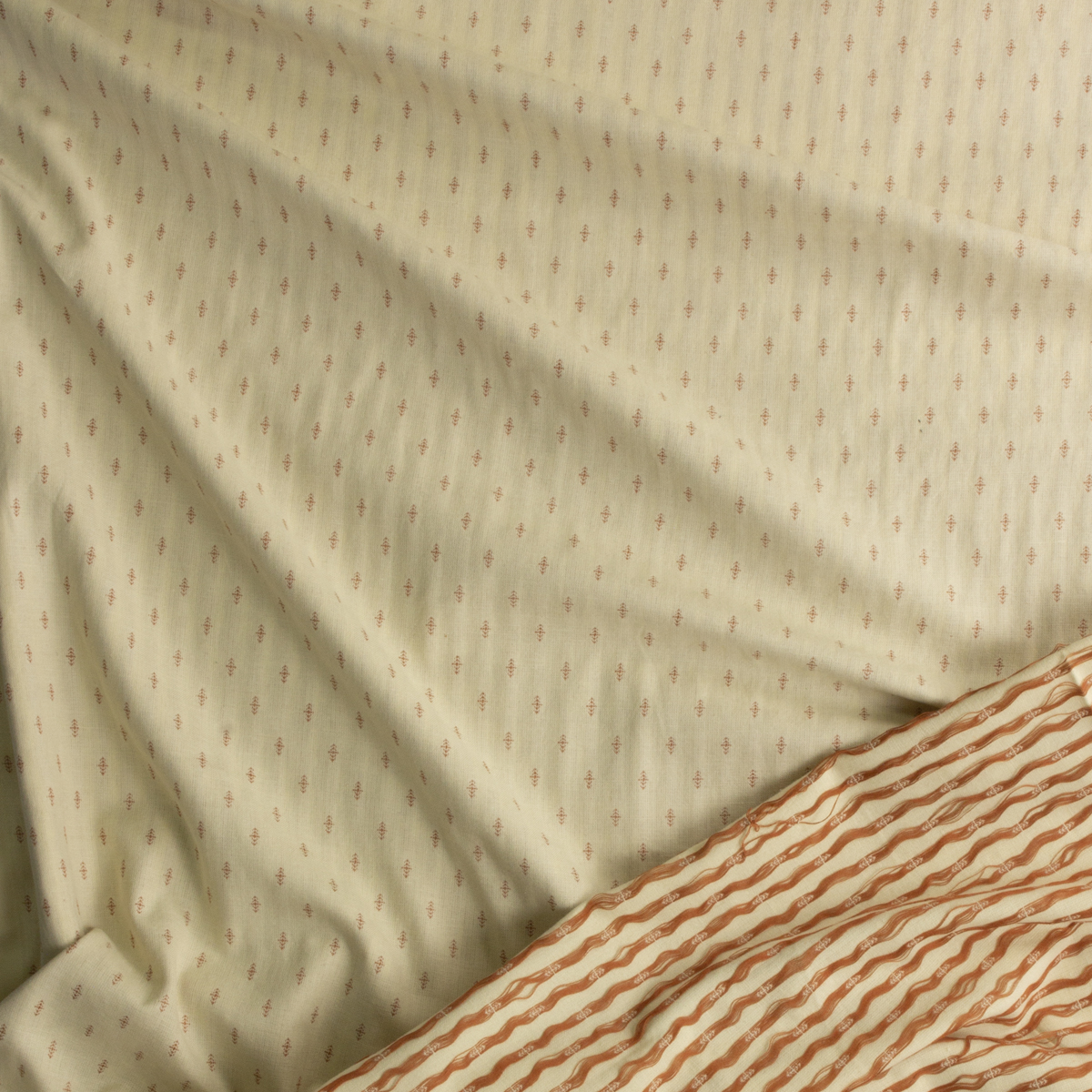 Cream Autumn Delight Woven Pattern Yarn Dyed Cotton From Marcus Fabrics #29609 Fabric By The Yard - Wide shot