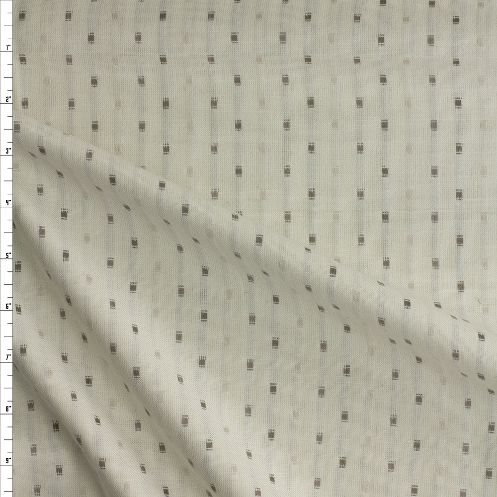 Steelworks Taupe On Ivory Woven Pattern Yarn Dyed Cotton From Marcus Fabrics #29614 Fabric By The Yard