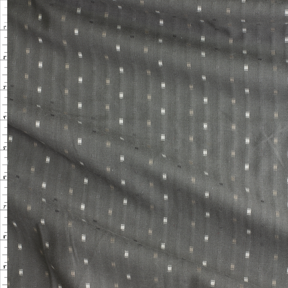 Steelworks Ivory And Taupe On Charcoal Woven Pattern Yarn Dyed Cotton From Marcus Fabrics #29615 Fabric By The Yard