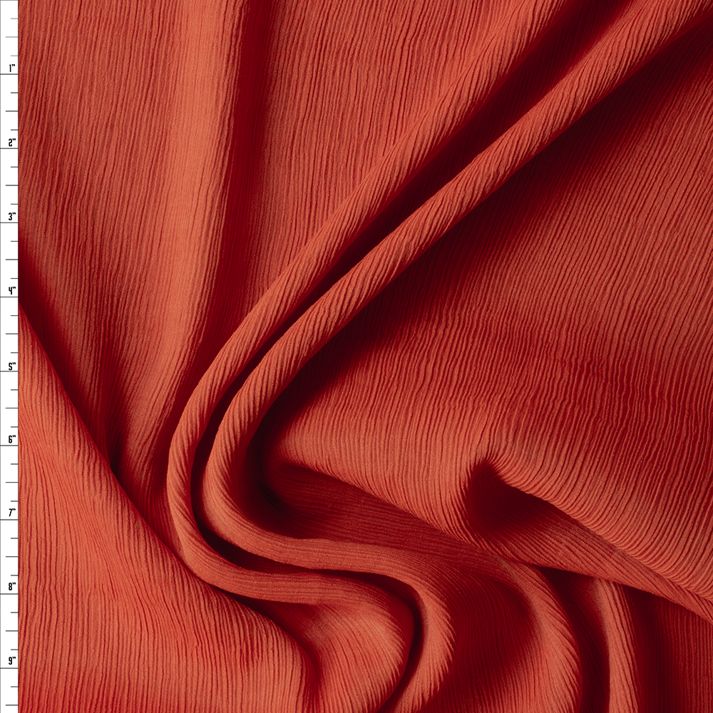 Burnt Orange NYC Designer Rayon Crinkle #29643 Fabric By The Yard