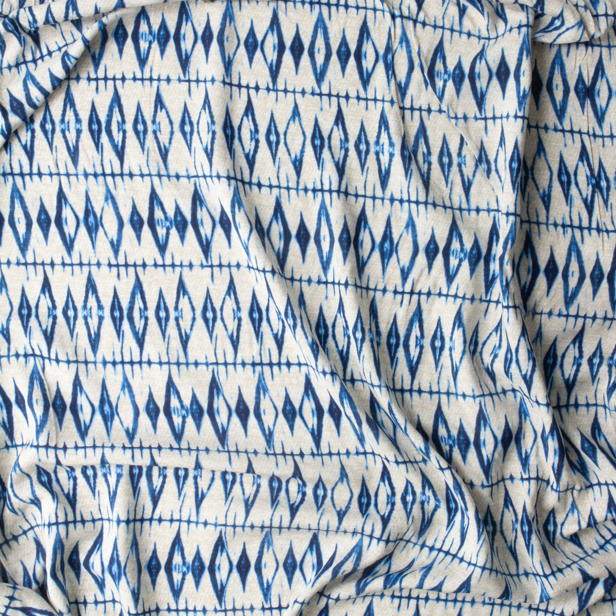 Teal and Tan Grunge Diamonds Rayon Challis #29647 Fabric By The Yard - Wide shot