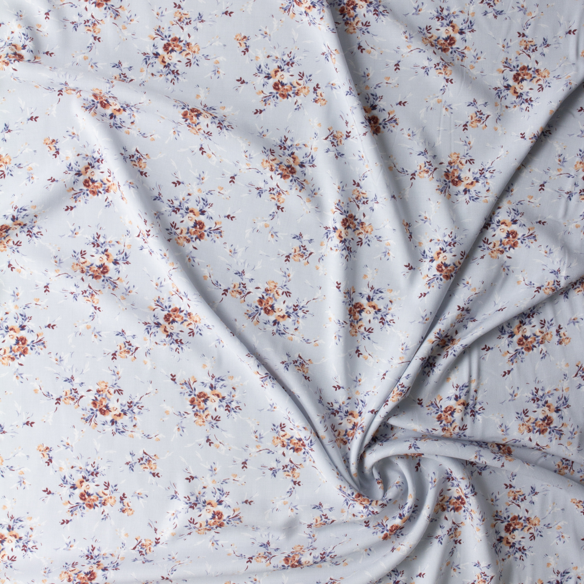 Antique Floral on Soft Blue Rayon Challis #29651 Fabric By The Yard - Wide shot