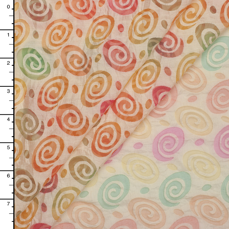 Multi Color Swirls Burnout Organza