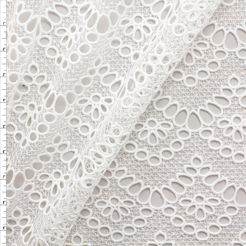 Warm White Designer Circular Scallop Lace #29691 Fabric By The Yard