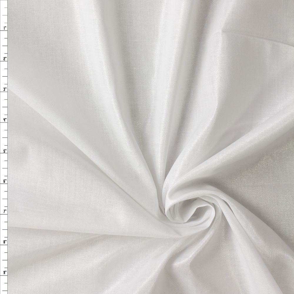 Silver on White Metallic Mist Cotton Lawn #29838 Fabric By The Yard