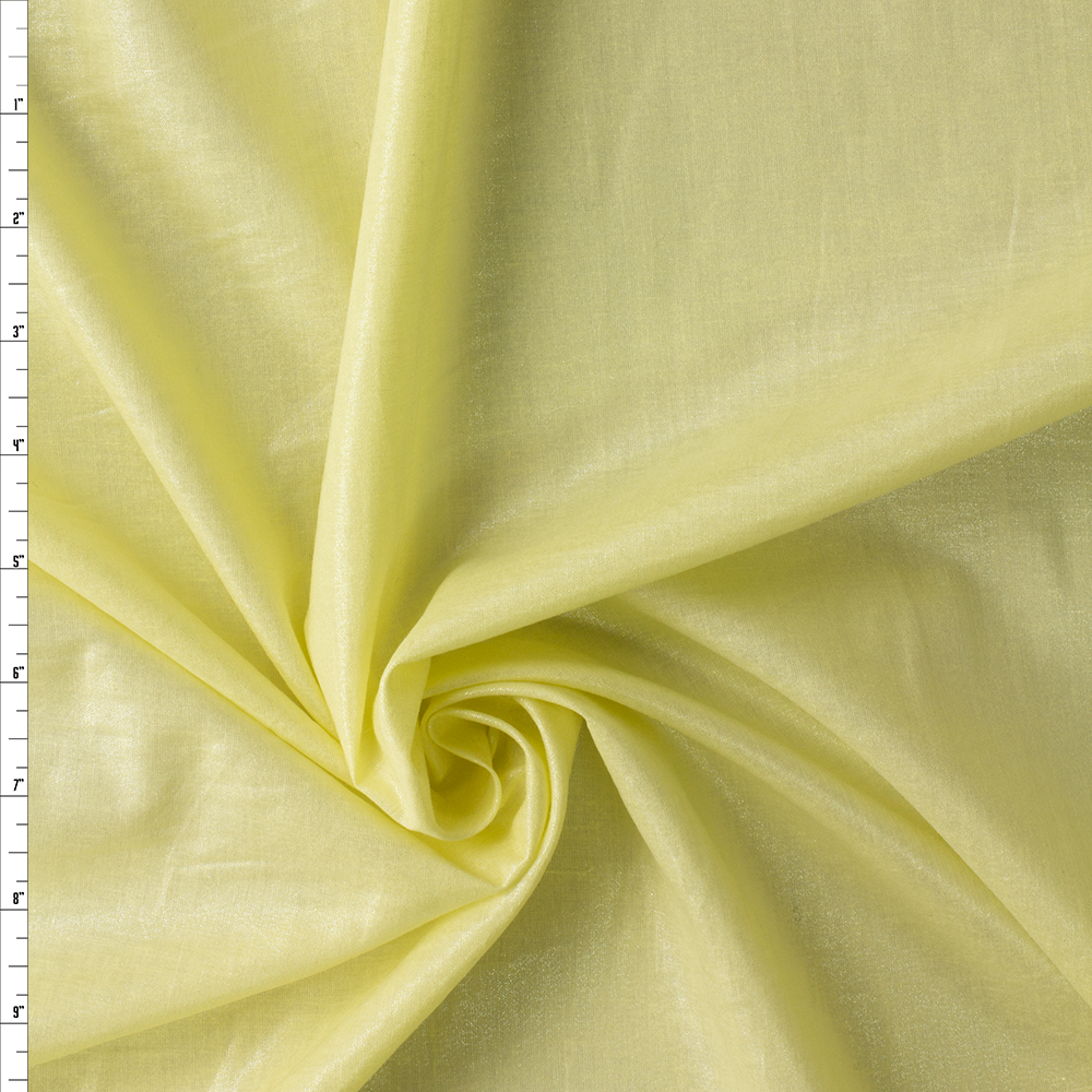 Silver on Yellow Metallic Mist Cotton Lawn #29839 Fabric By The Yard
