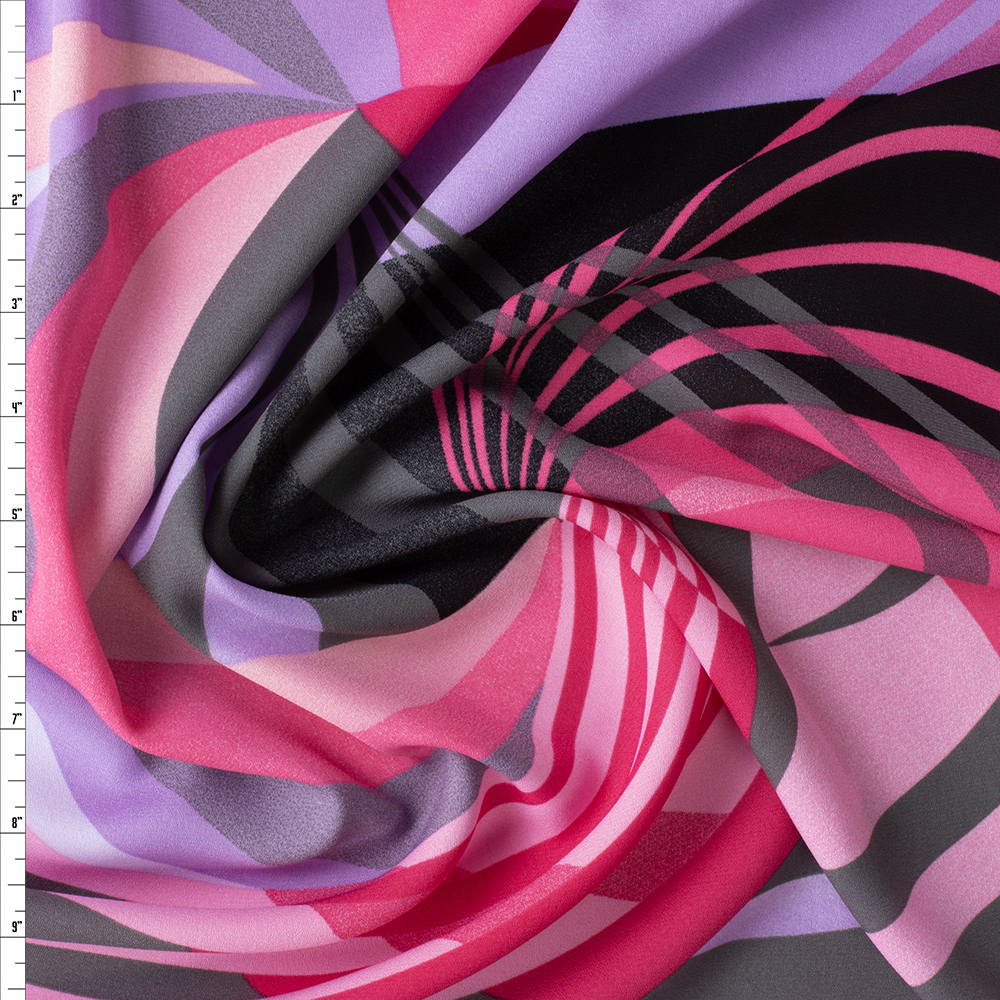 Pink, Lavender, and Grey Swirls Georgette #29864 Fabric By The Yard