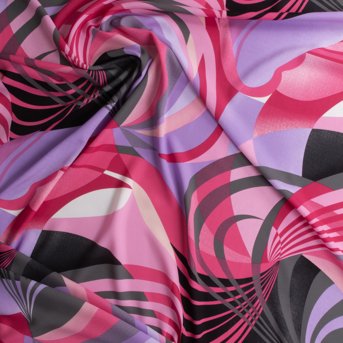 Pink, Lavender, and Grey Swirls Georgette #29864 Fabric By The Yard - Wide shot