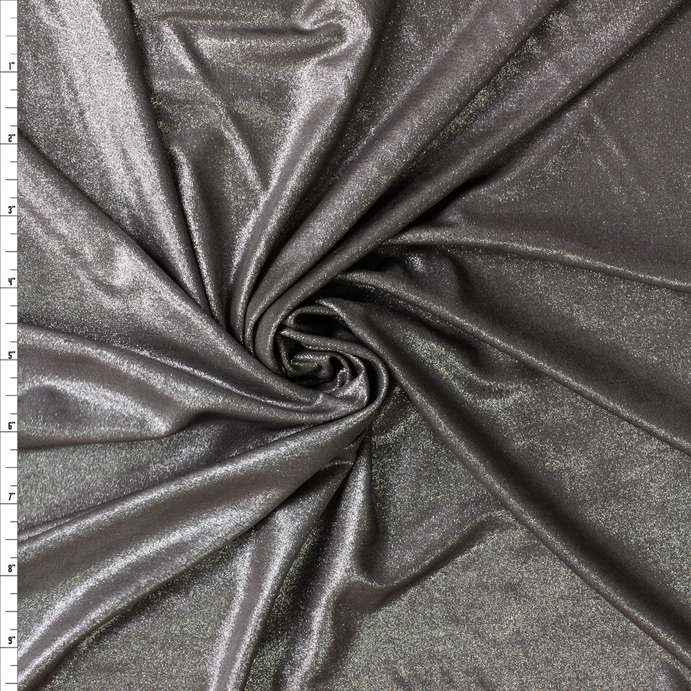 Silver Dusted Black Slinky Metallic Spandex #29873 Fabric By The Yard