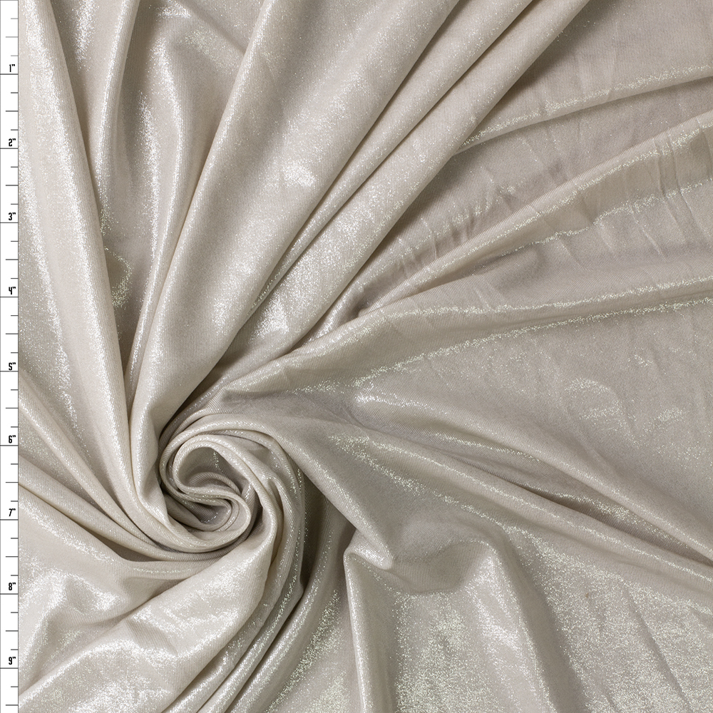 Silver Dusted Champagne Slinky Metallic Spandex #29874 Fabric By The Yard