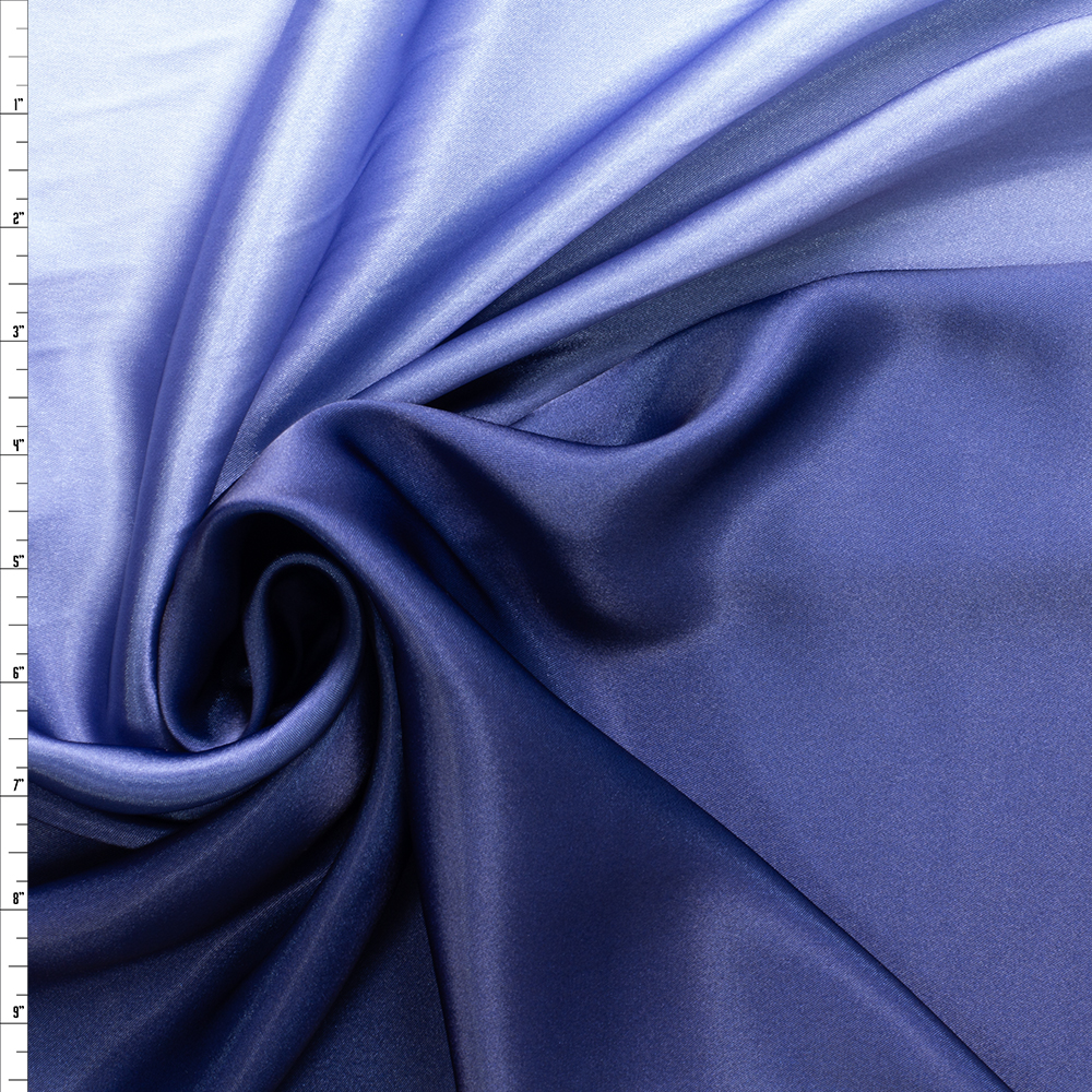 Sky/Midnight Ombré Charmeuse Satin #29877 Fabric By The Yard