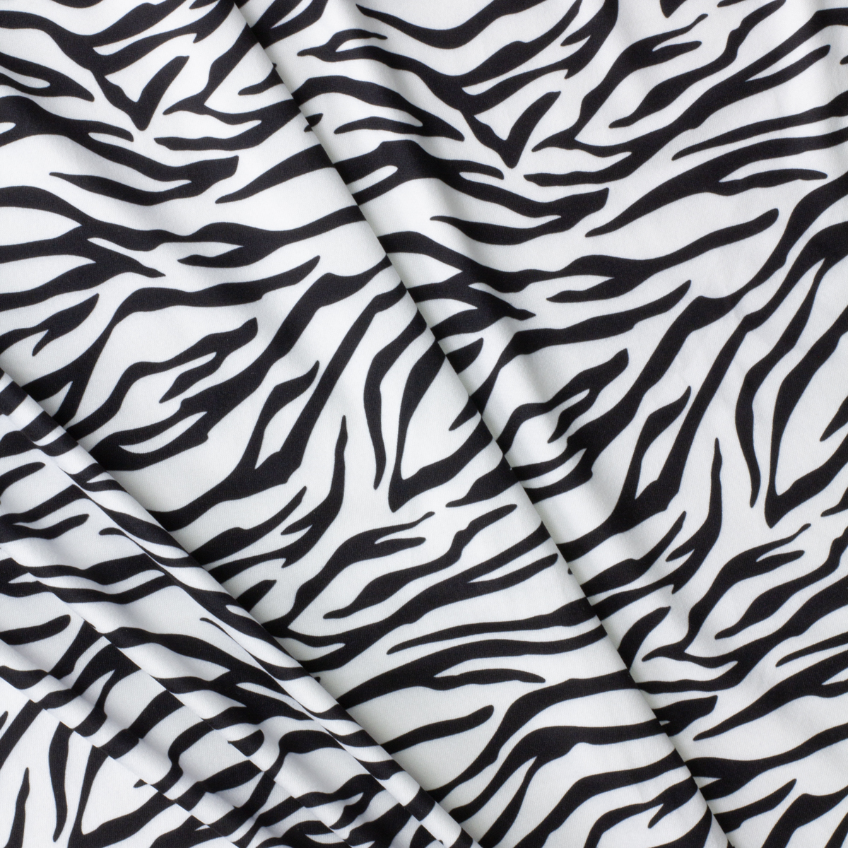 Black on White Tiger Double Brushed Poly/Spandex #29910 Fabric By The Yard