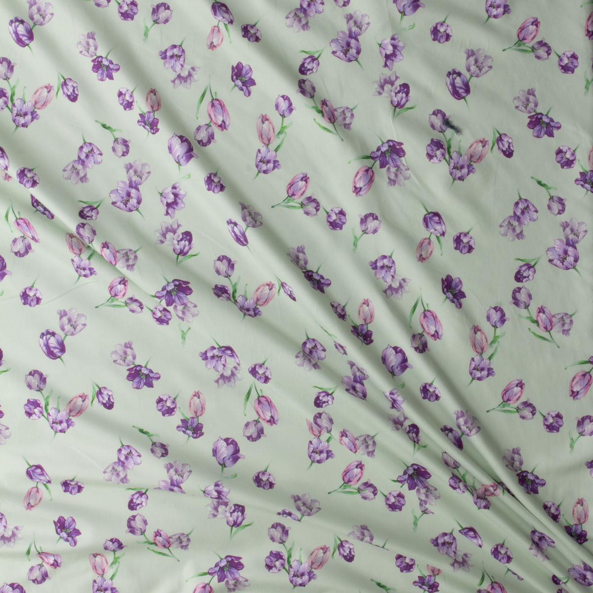 Lavender and Pink Floral on Mint Double Brushed Poly/Spandex #29918 Fabric By The Yard - Wide shot