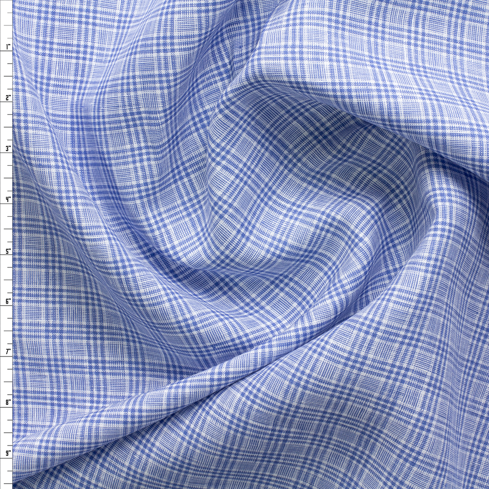 Sky Blue Plaid Irish Linen from Spence Bryson #29956 Fabric By The Yard