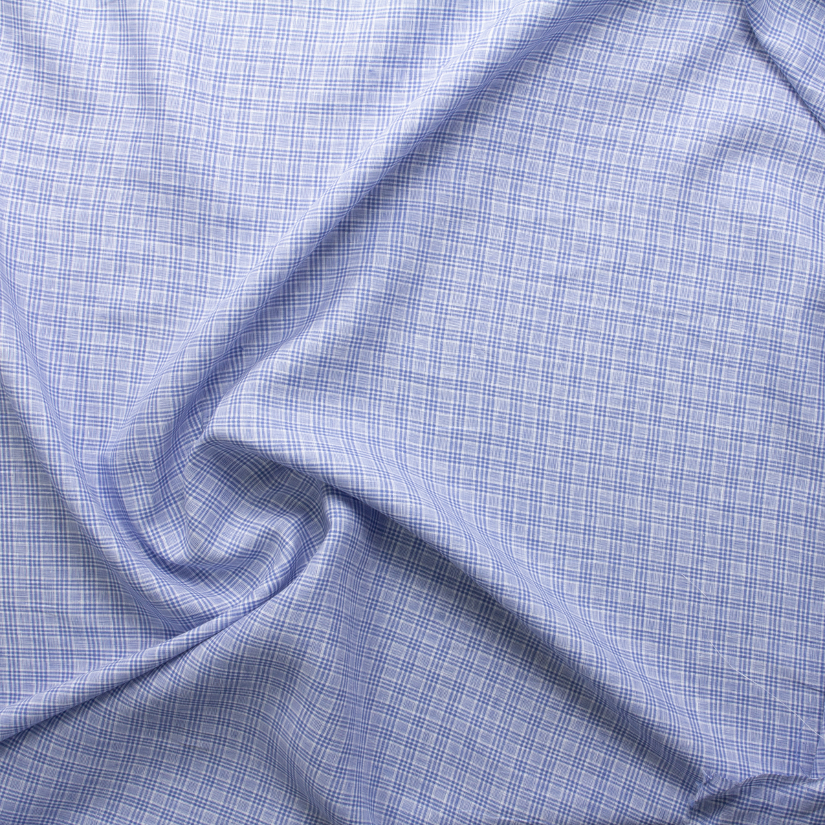 Sky Blue Plaid Irish Linen from Spence Bryson #29956 Fabric By The Yard - Wide shot