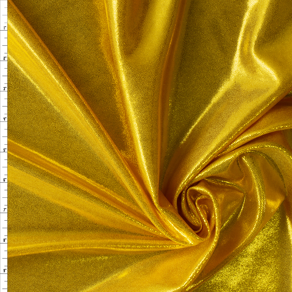 Metallic Gold on Goldenrod Mystique Nylon/Spandex #30007 Fabric By The Yard
