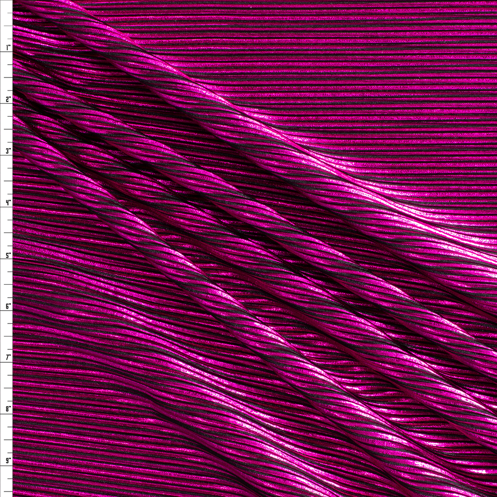 Metallica Fuschia Accordion Poly Knit #30008 Fabric By The Yard