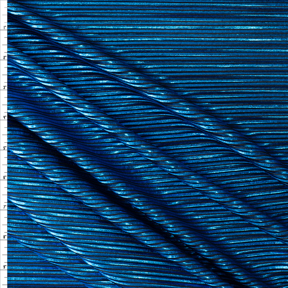 Metallic Turquoise Accordion Poly Knit #30009 Fabric By The Yard